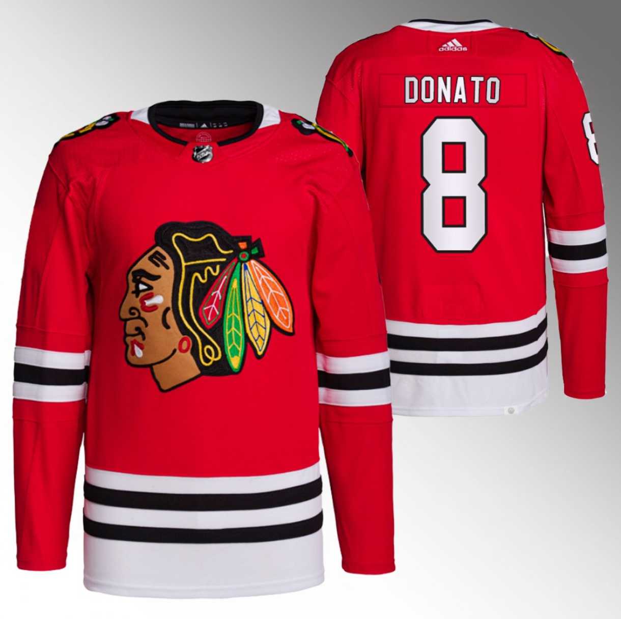 Men%27s Chicago Blackhawks #8 Ryan Donato Red Stitched Hockey Jersey->chicago blackhawks->NHL Jersey